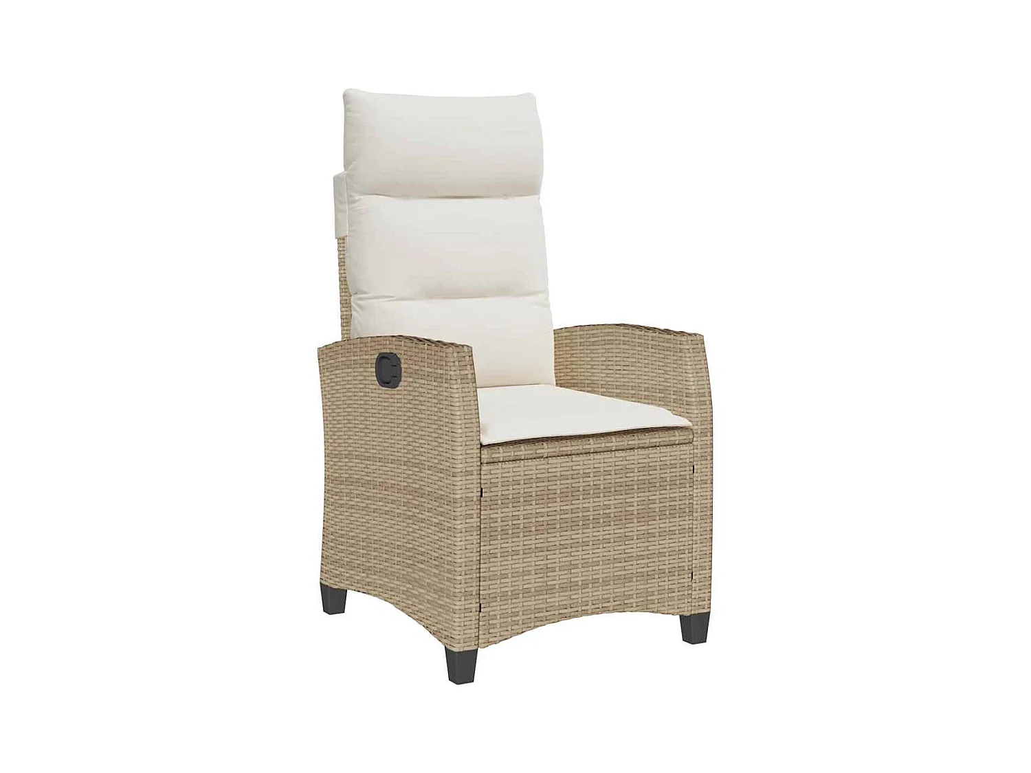 Chaise de jardin inclinable et table d'appoint beige polyrotin