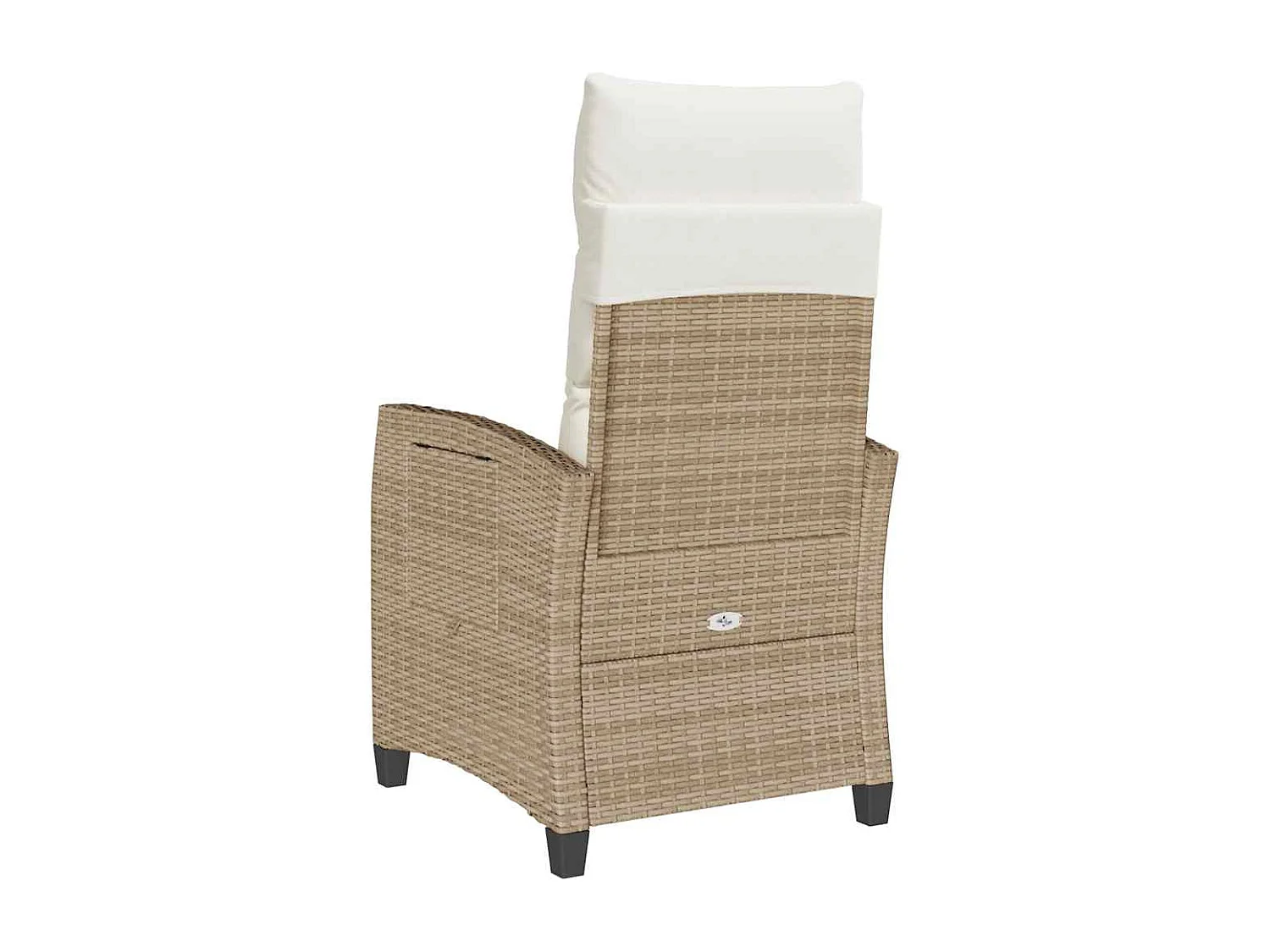 Chaise de jardin inclinable et table d'appoint beige polyrotin