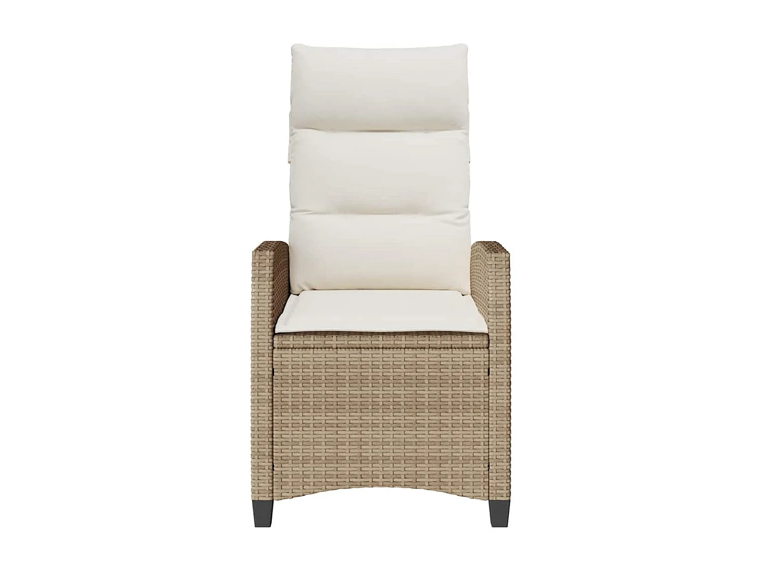 Chaise de jardin inclinable et table d'appoint beige polyrotin