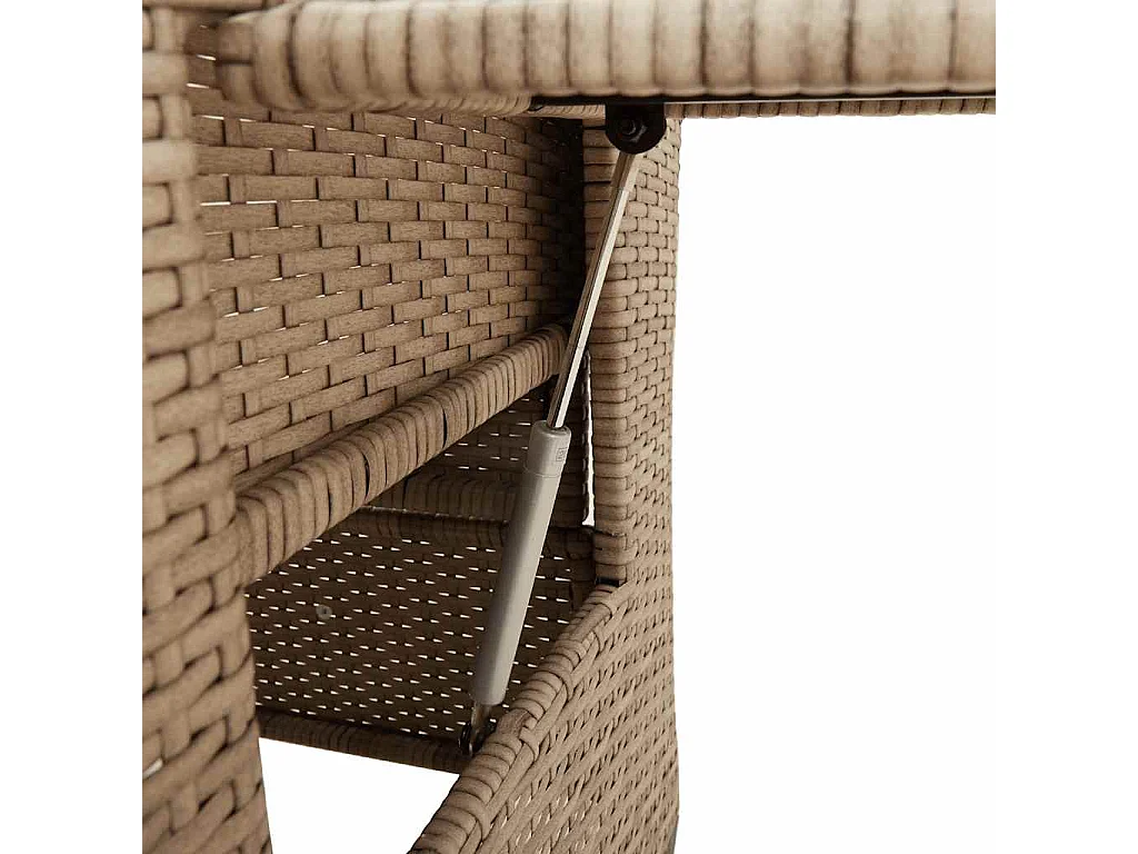 Chaise de jardin inclinable et table d'appoint beige polyrotin