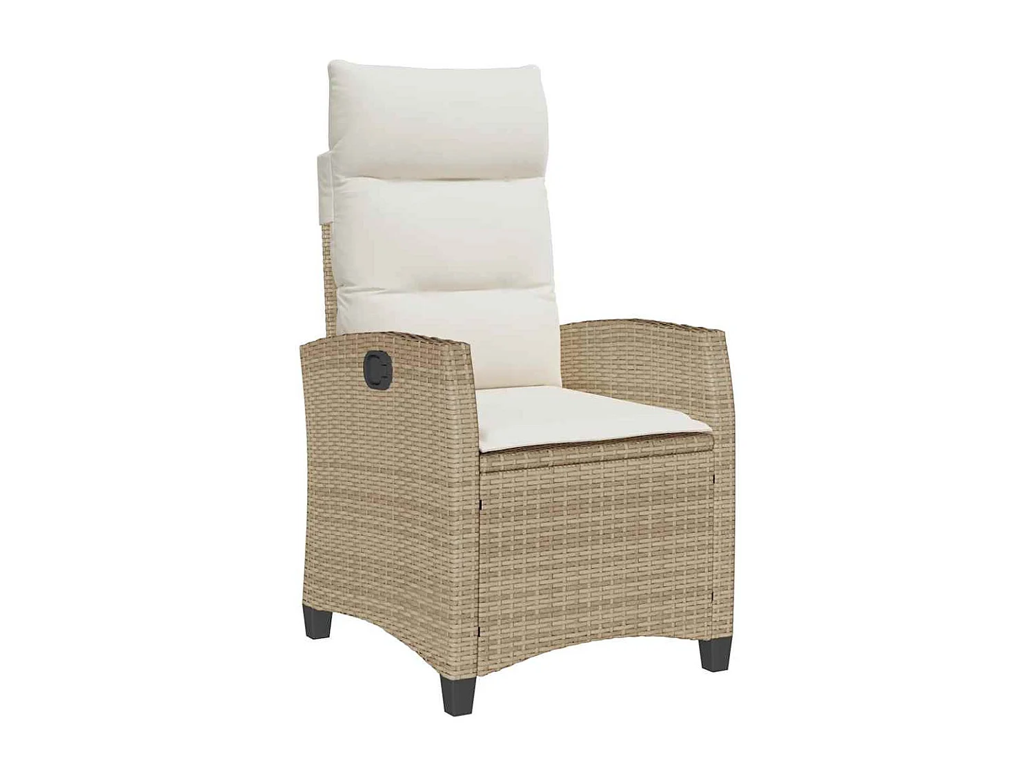 Chaise de jardin inclinable et table d'appoint beige polyrotin