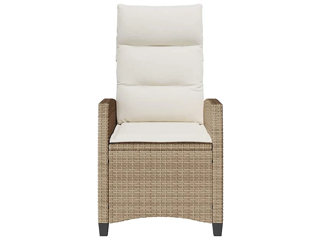 Chaise de jardin inclinable et table d'appoint beige polyrotin