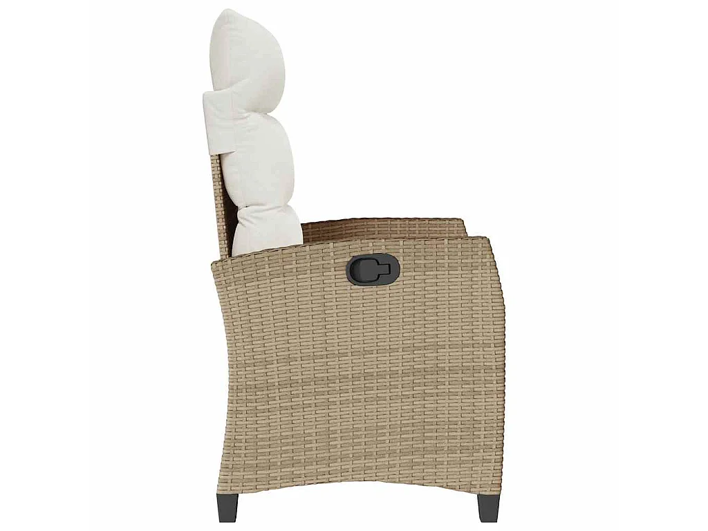 Chaise de jardin inclinable et table d'appoint beige polyrotin