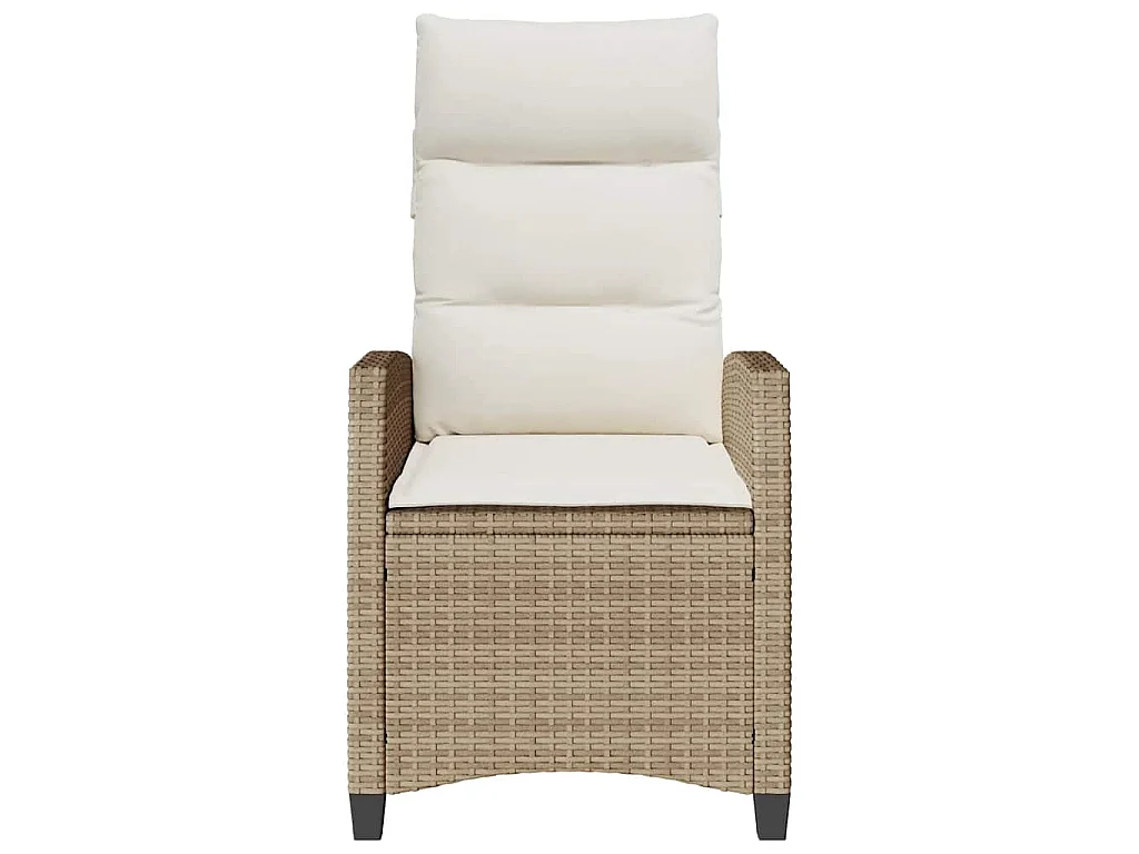 Chaise de jardin inclinable et table d'appoint beige polyrotin