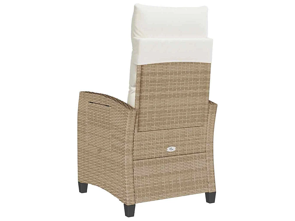 Chaise de jardin inclinable et table d'appoint beige polyrotin