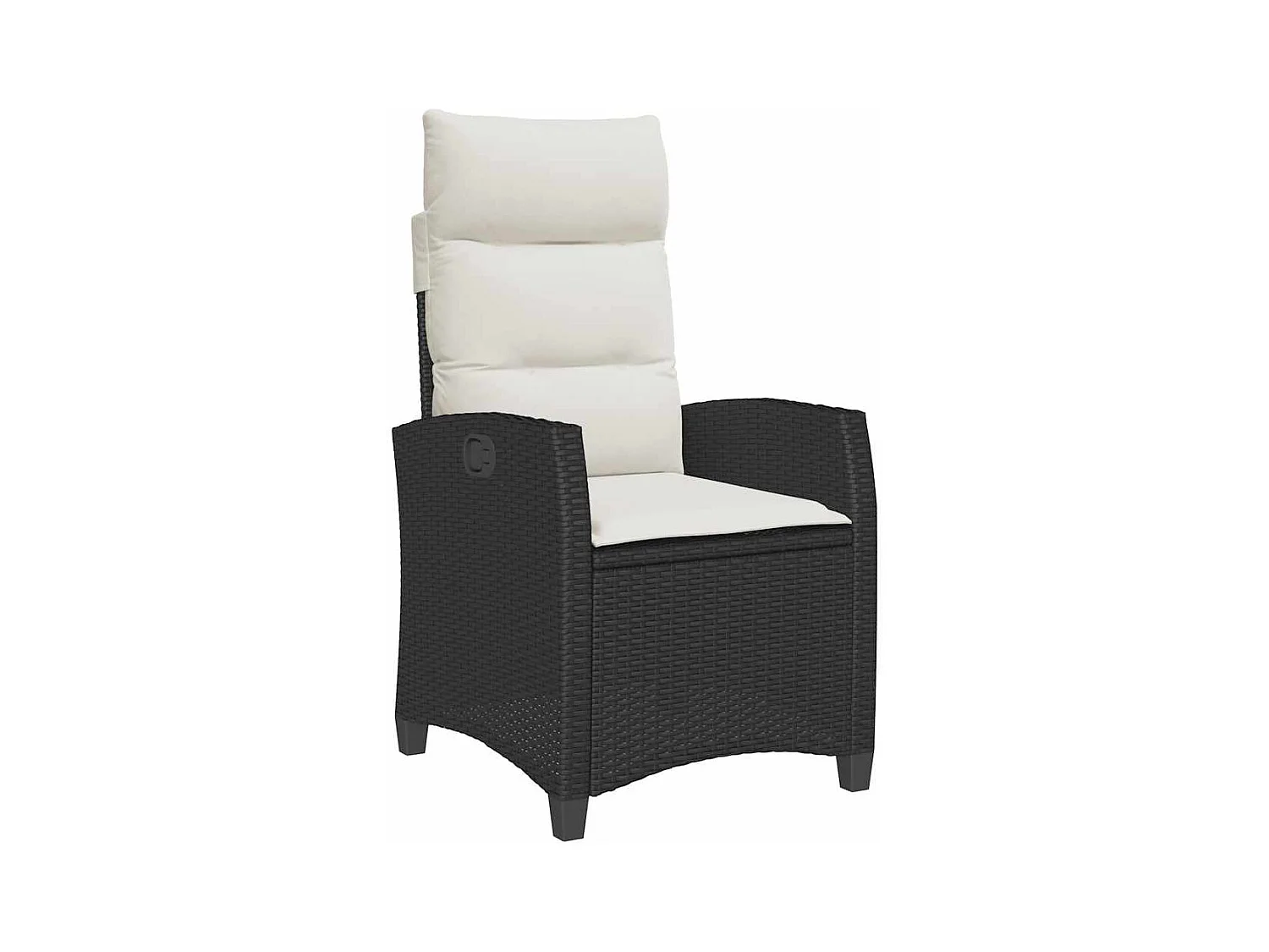 Chaise de jardin inclinable avec table d'appoint noir polyrotin