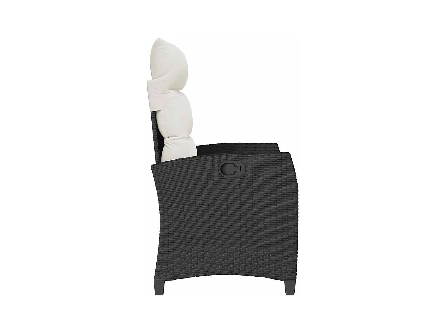 Chaise de jardin inclinable avec table d'appoint noir polyrotin