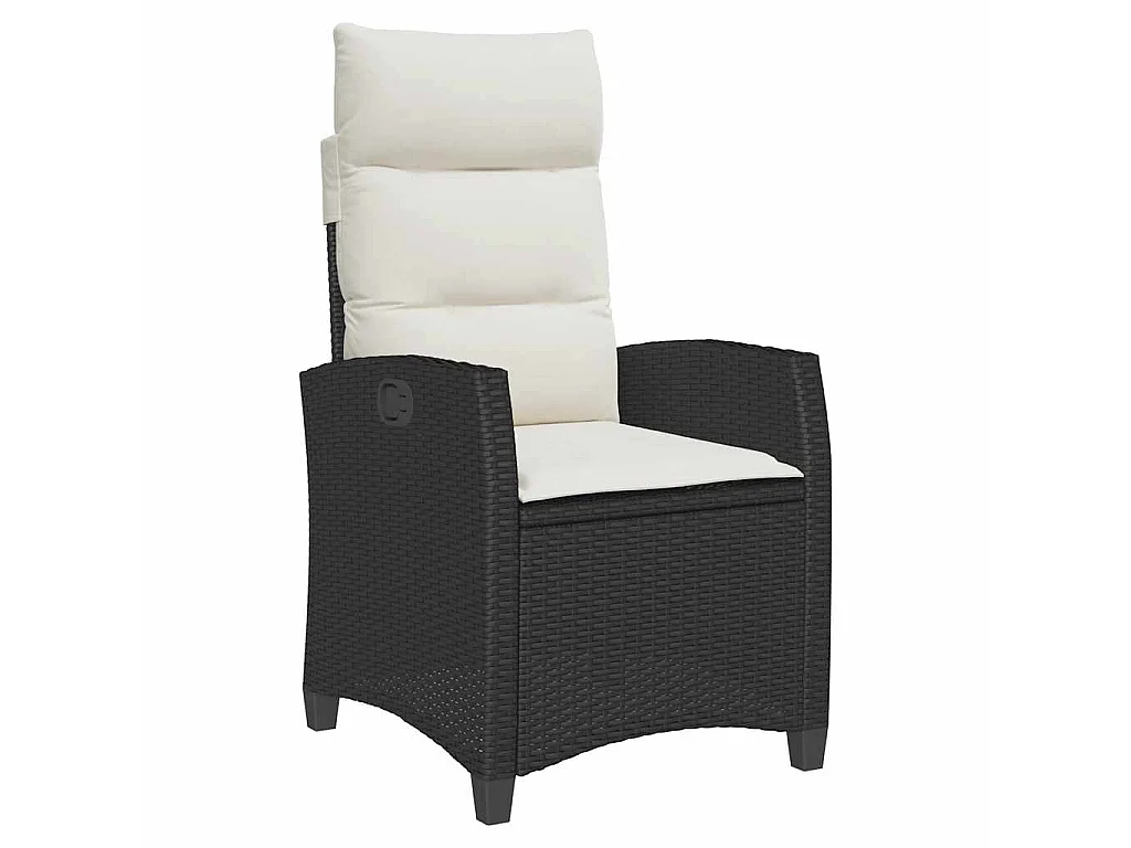 Chaise de jardin inclinable avec table d'appoint noir polyrotin