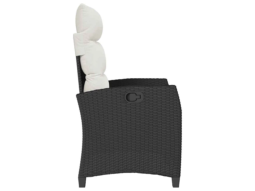 Chaise de jardin inclinable avec table d'appoint noir polyrotin