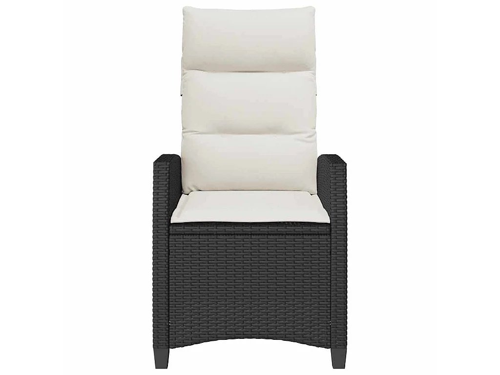 Chaise de jardin inclinable avec table d'appoint noir polyrotin