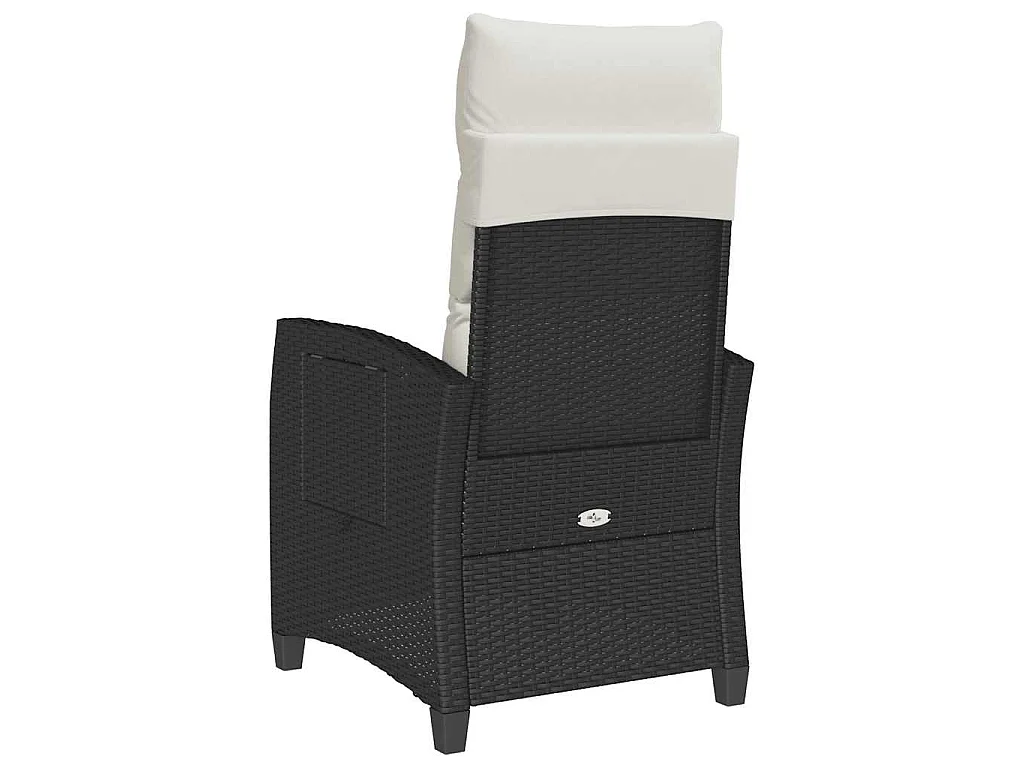 Chaise de jardin inclinable avec table d'appoint noir polyrotin