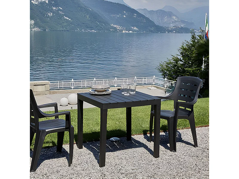 Mesa cuadrada Bali - 78x78x72 cm - Antracita