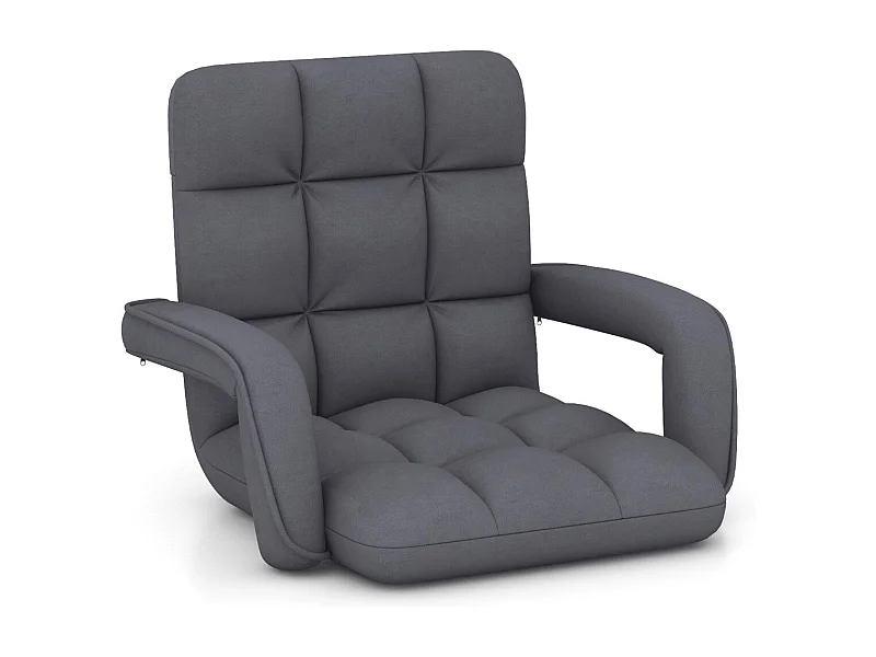 Sedia da gioco da pavimento per adulti con supporto lombare, Poltrona divano regolabile a 6 posizioni con braccioli Grigio