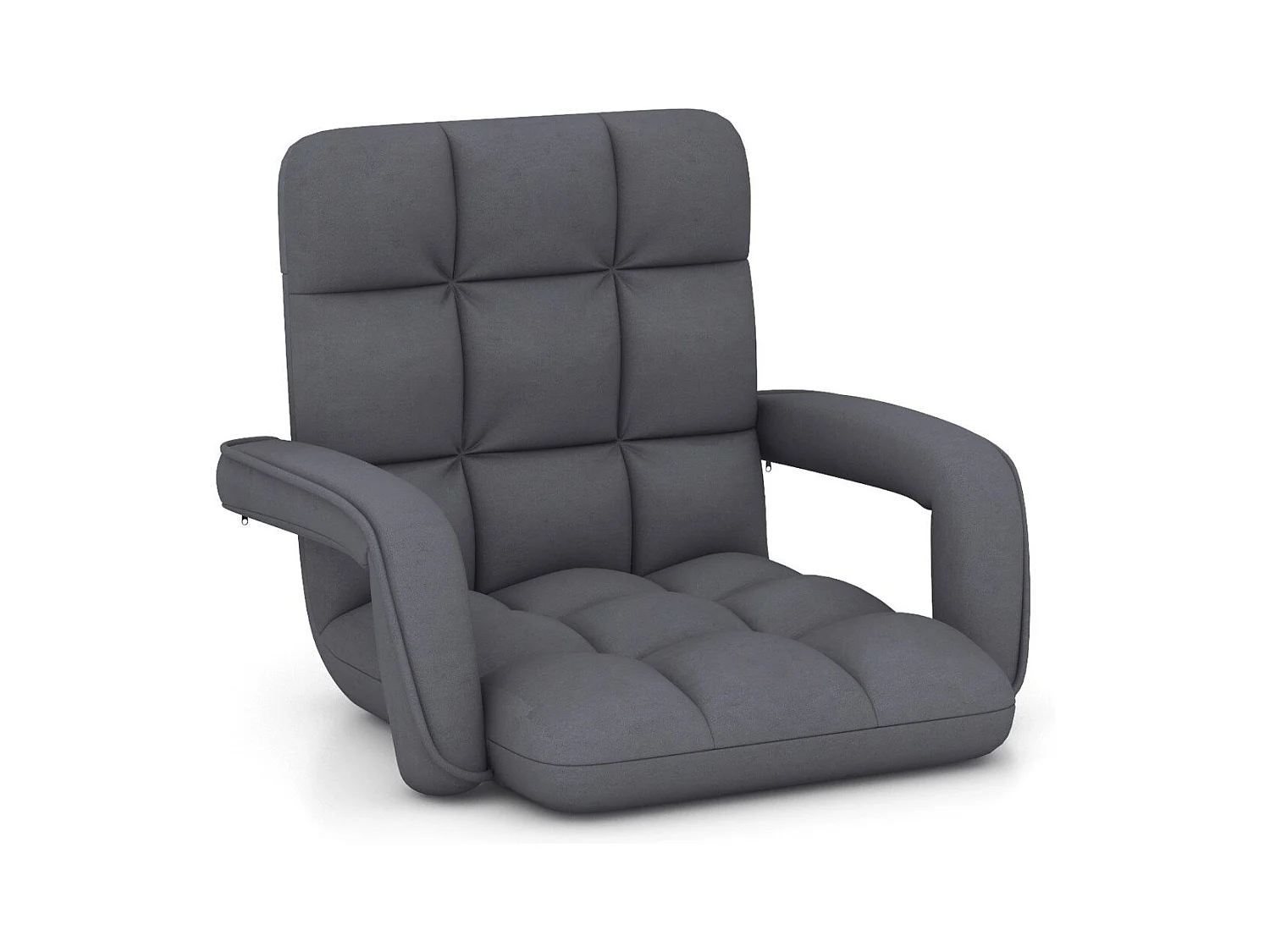 Sedia da gioco da pavimento per adulti con supporto lombare, Poltrona divano regolabile a 6 posizioni con braccioli Grigio