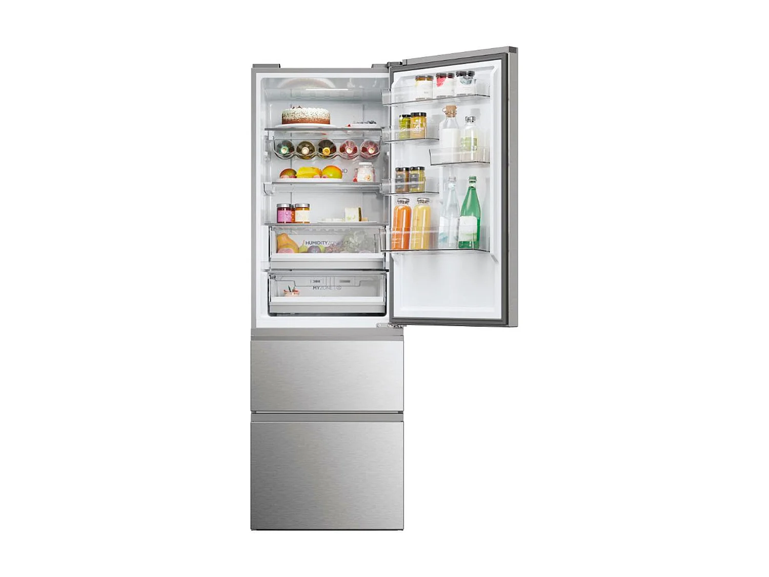 Frigorífico combi 3D 60 Series 5 Haier No Frost 360L 3 puertas WiFi control táctil D inox 185 cm