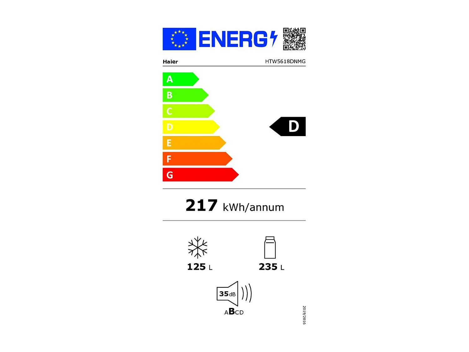 Haier Réfrigérateur combiné 60cm 360l nofrost, inox - HTW5618DNMG