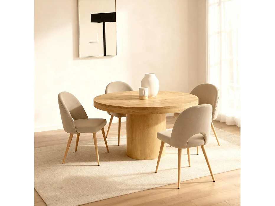 Table à manger en bois massif naturel 130x76