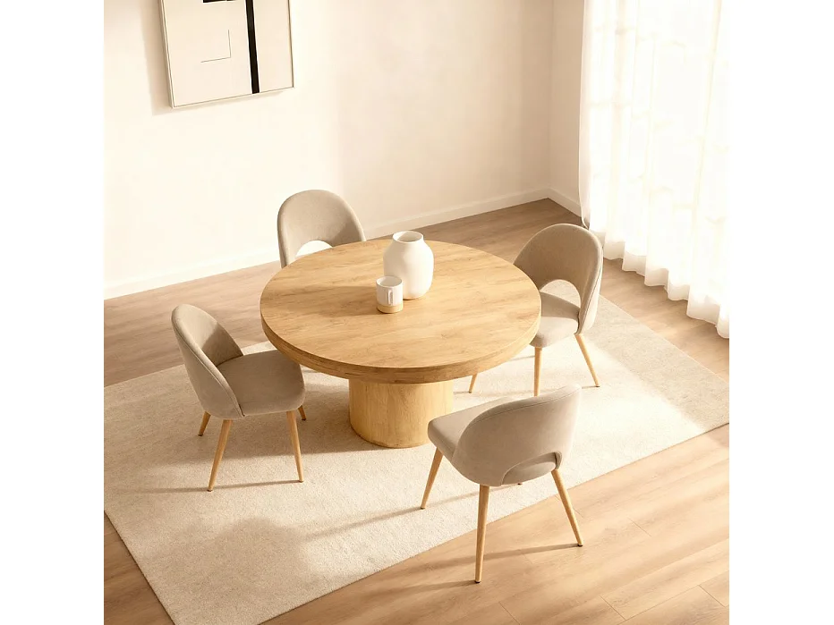 Table à manger en bois massif naturel 130x76