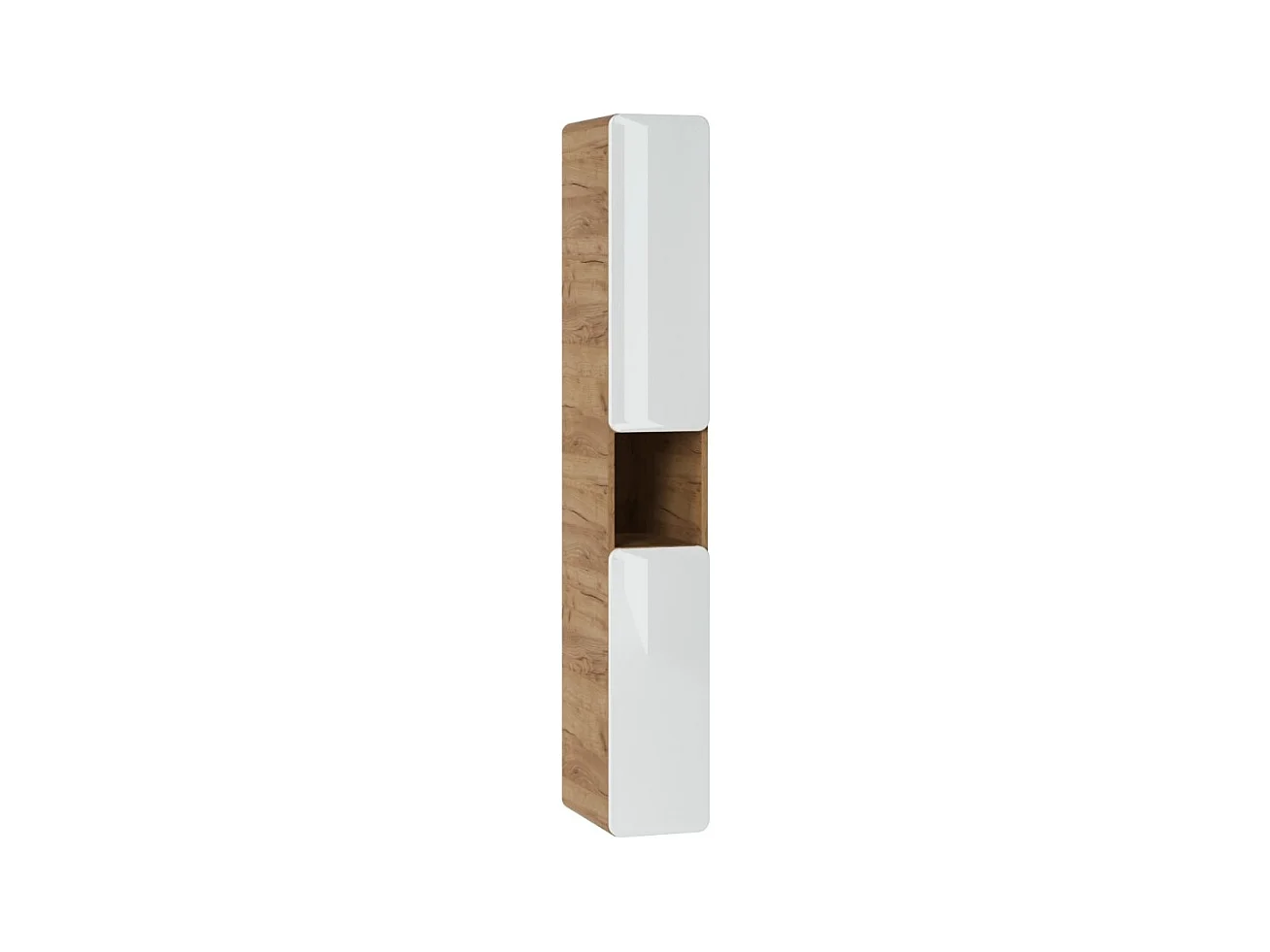 Columna de baño ERBANO – Roble claro y blanco brillante – 25x170 cm – 3 puertas – Para colgar