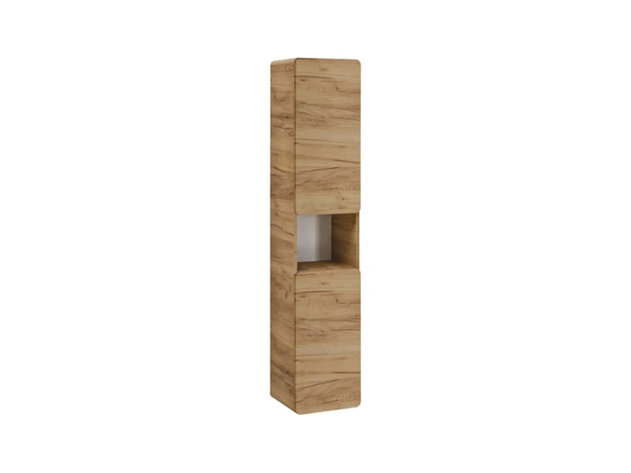 Colonne de salle de bain suspendue ERBANO – 2 portes – H170 cm – Coloris chêne clair