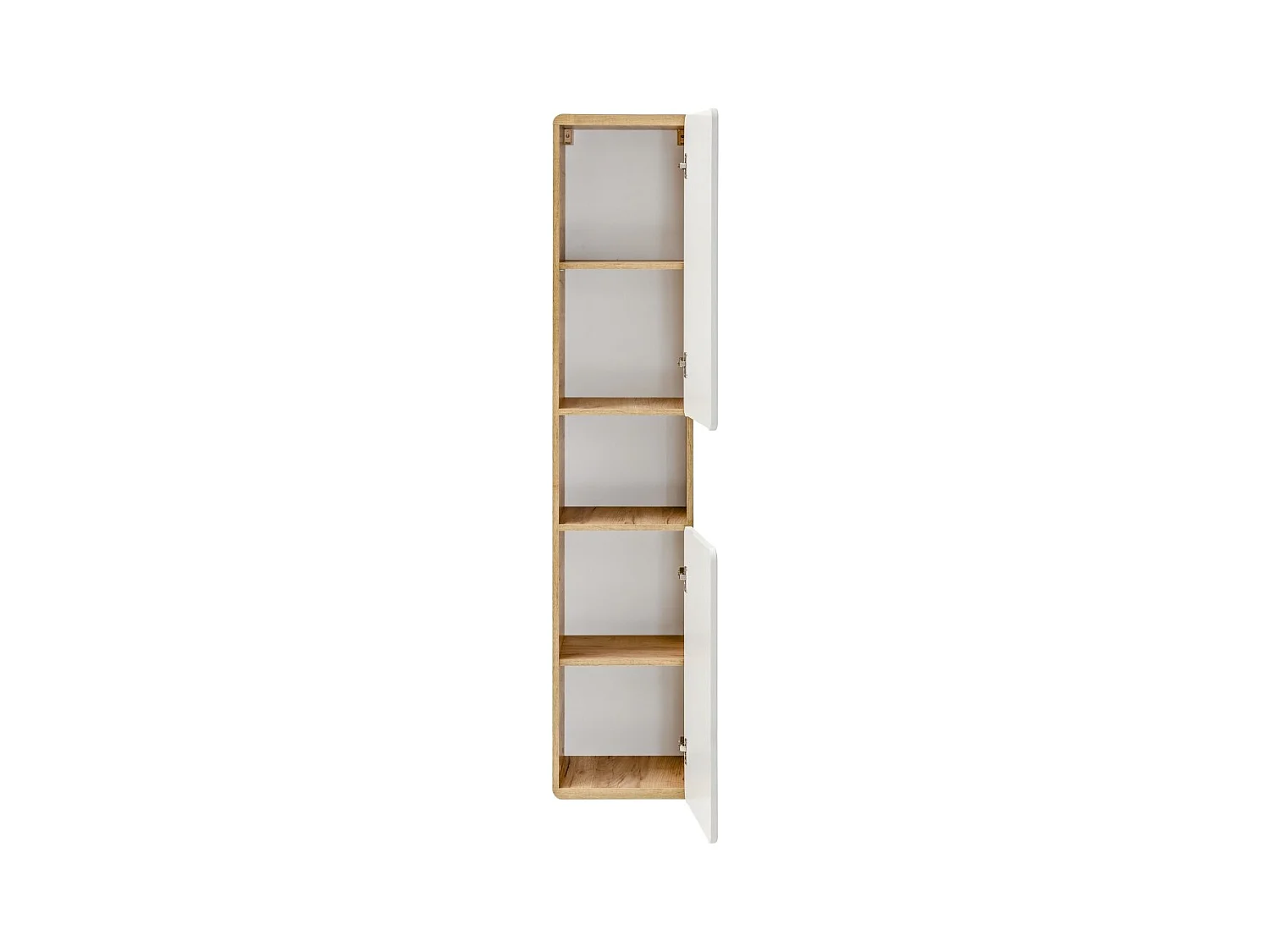 Columna de baño ERBANO – Roble claro y blanco brillante – 35x170 cm – 2 puertas – Para colgar