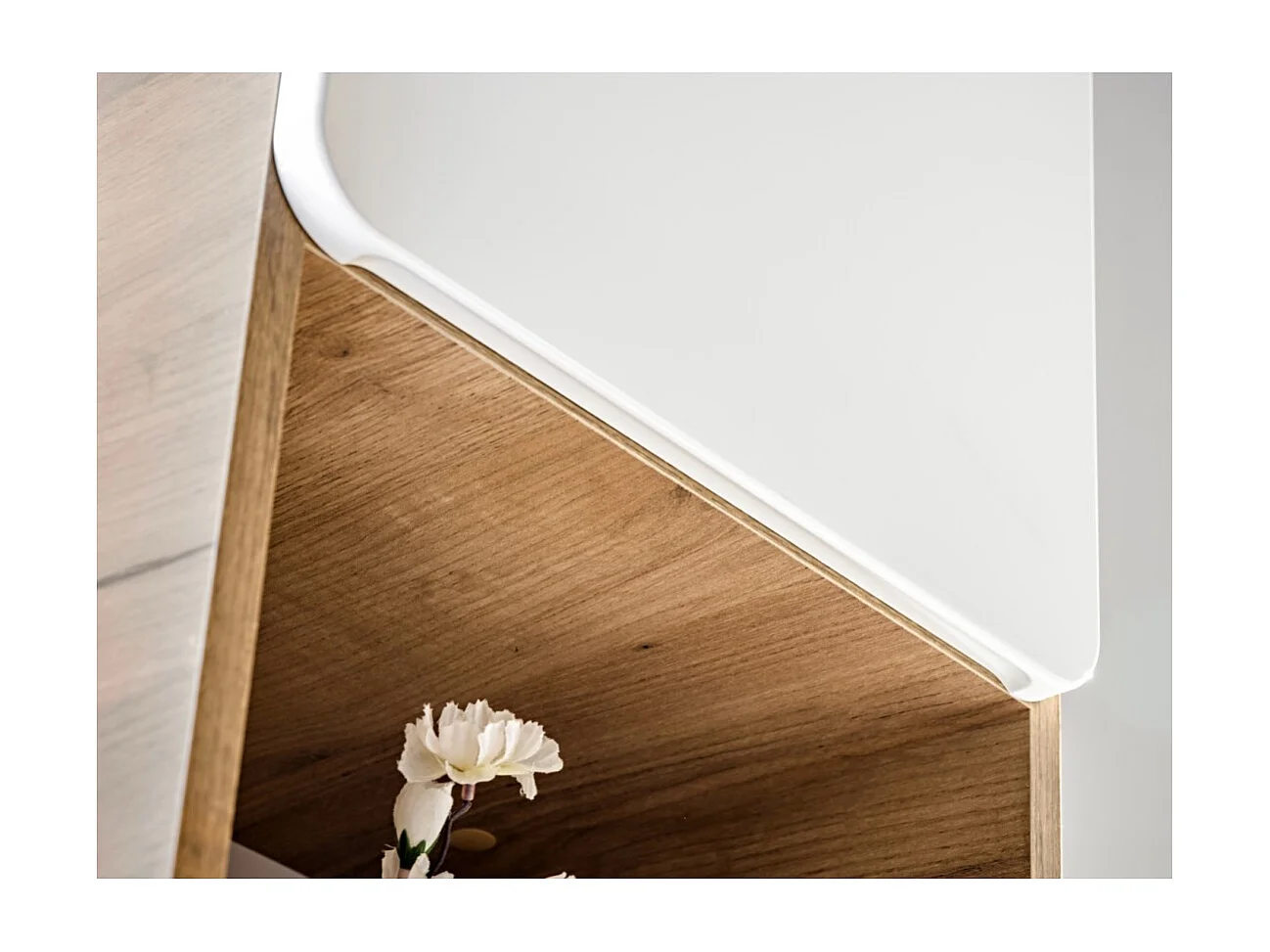 Columna de baño ERBANO – Roble claro y blanco brillante – 35x170 cm – 2 puertas – Para colgar