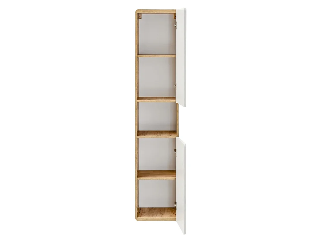 Colonne salle de bain ERBANO – Licht eiken en hoogglans wit – 35x170 cm – 2 deuren – Om op te hangen