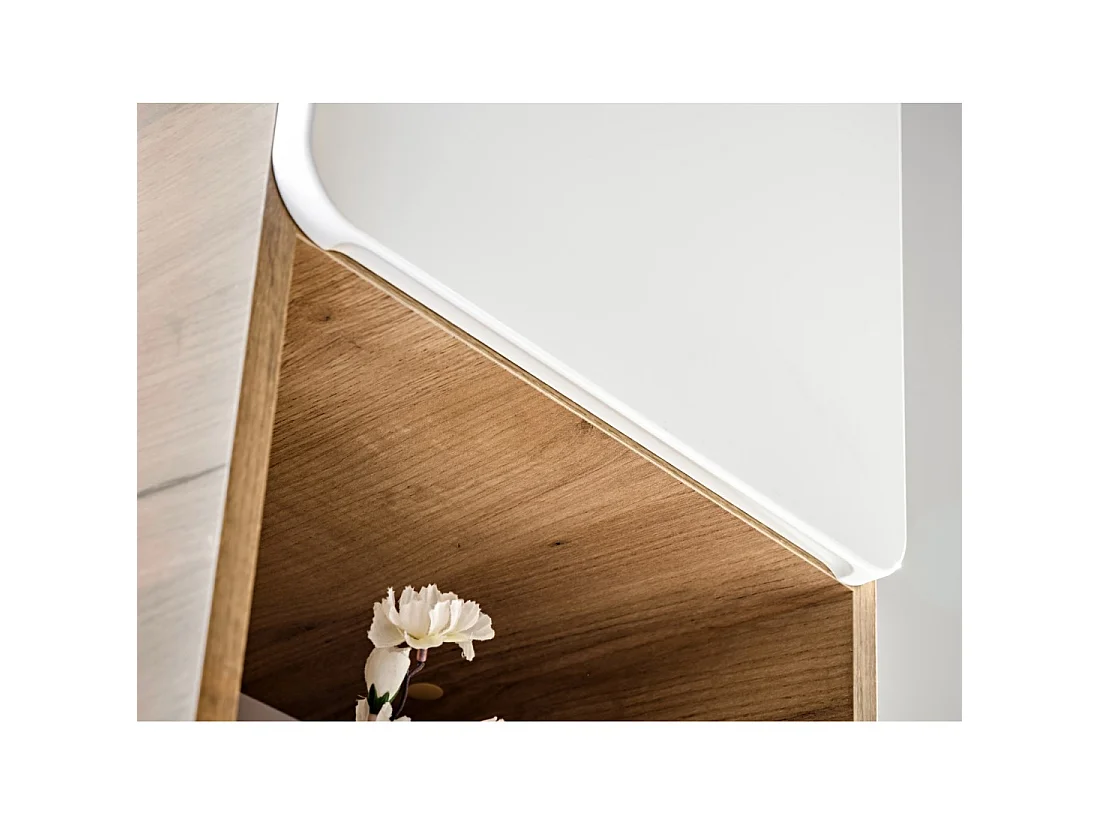 Colonne salle de bain ERBANO – Licht eiken en hoogglans wit – 35x170 cm – 2 deuren – Om op te hangen