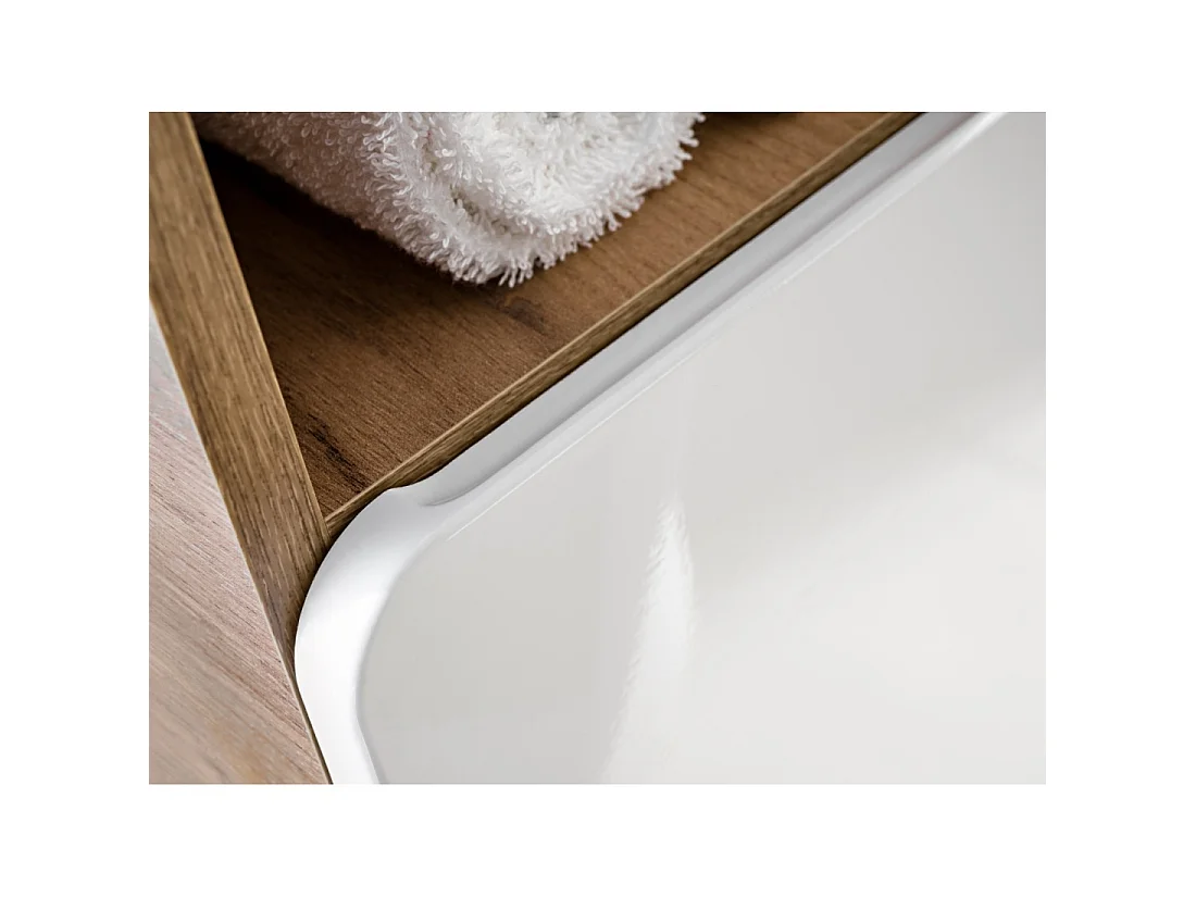 Colonne salle de bain ERBANO – Licht eiken en hoogglans wit – 35x170 cm – 2 deuren – Om op te hangen