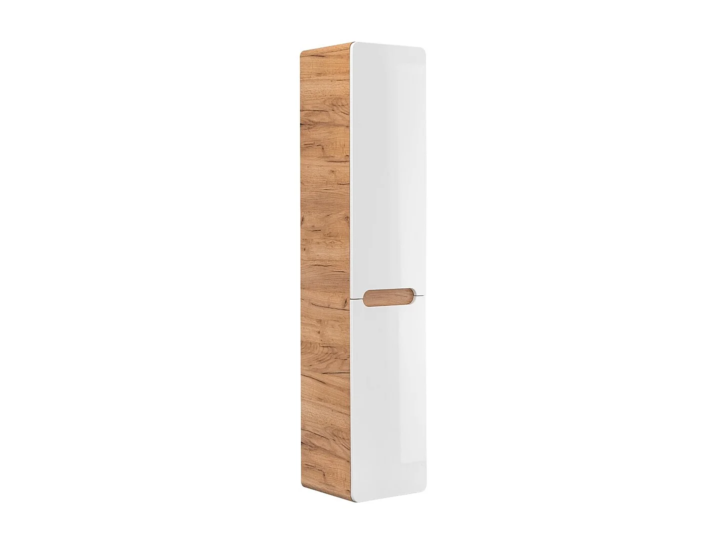 Columna de baño ERBANO – Roble claro y blanco brillante – 35x68 cm – 2 puertas – Para colgar