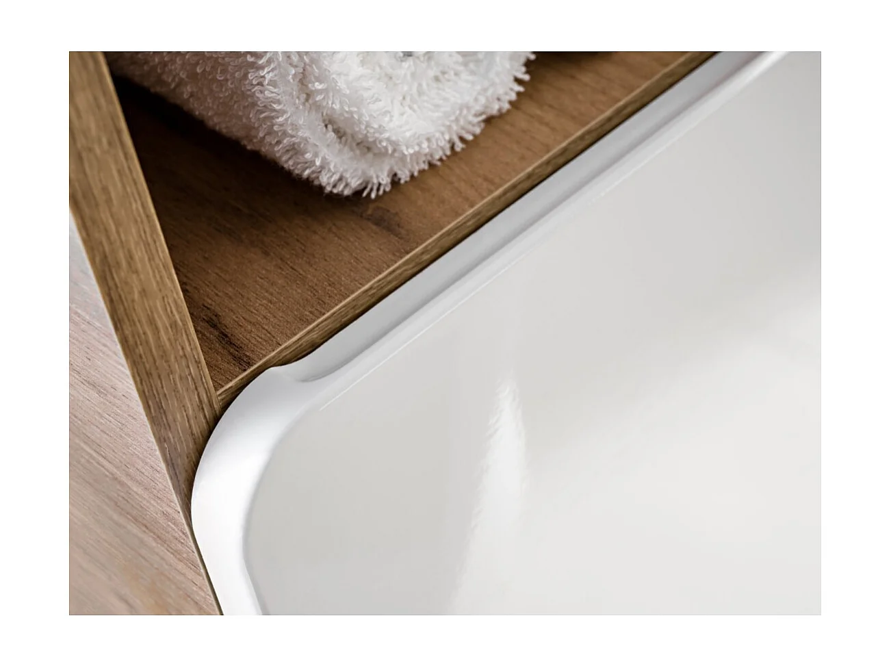 Columna de baño ERBANO – Roble claro y blanco brillante – 35x68 cm – 2 puertas – Para colgar