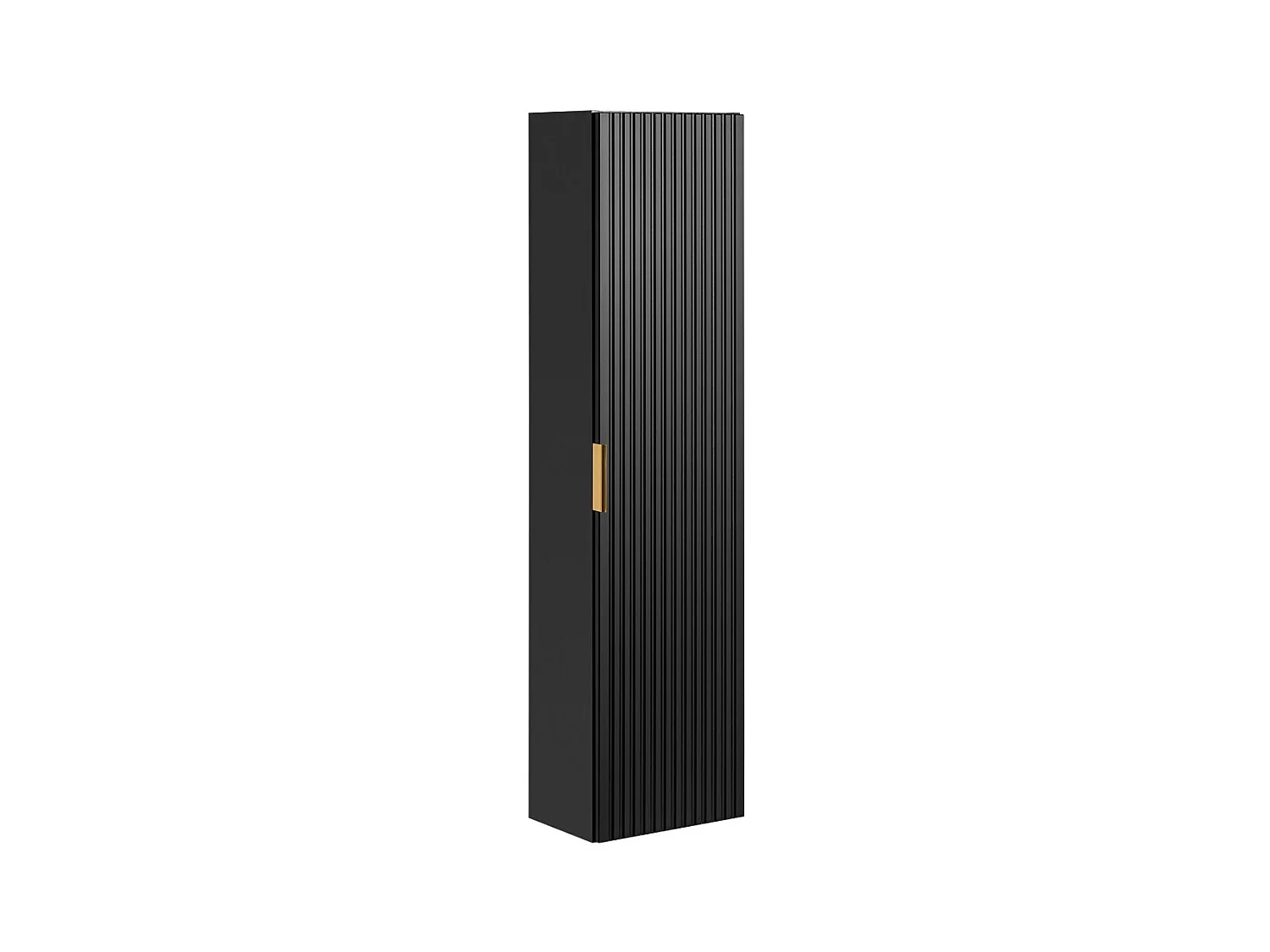 Columna de baño NOXERA – 1 puerta – Negro mate – Diseño ranurado y asas personalizables