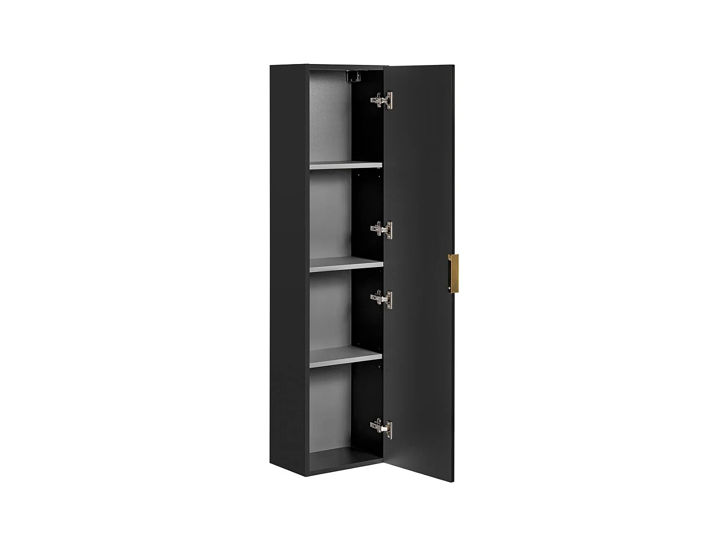 Columna de baño NOXERA – 1 puerta – Negro mate – Diseño ranurado y asas personalizables