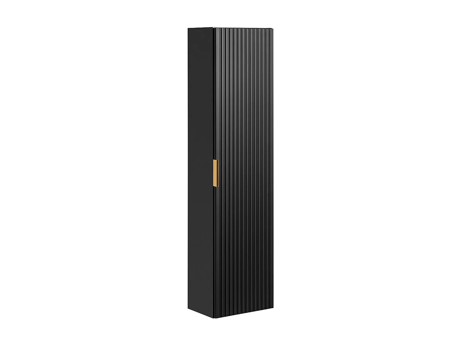 Columna de baño NOXERA – 1 puerta – Negro mate – Diseño ranurado y asas personalizables