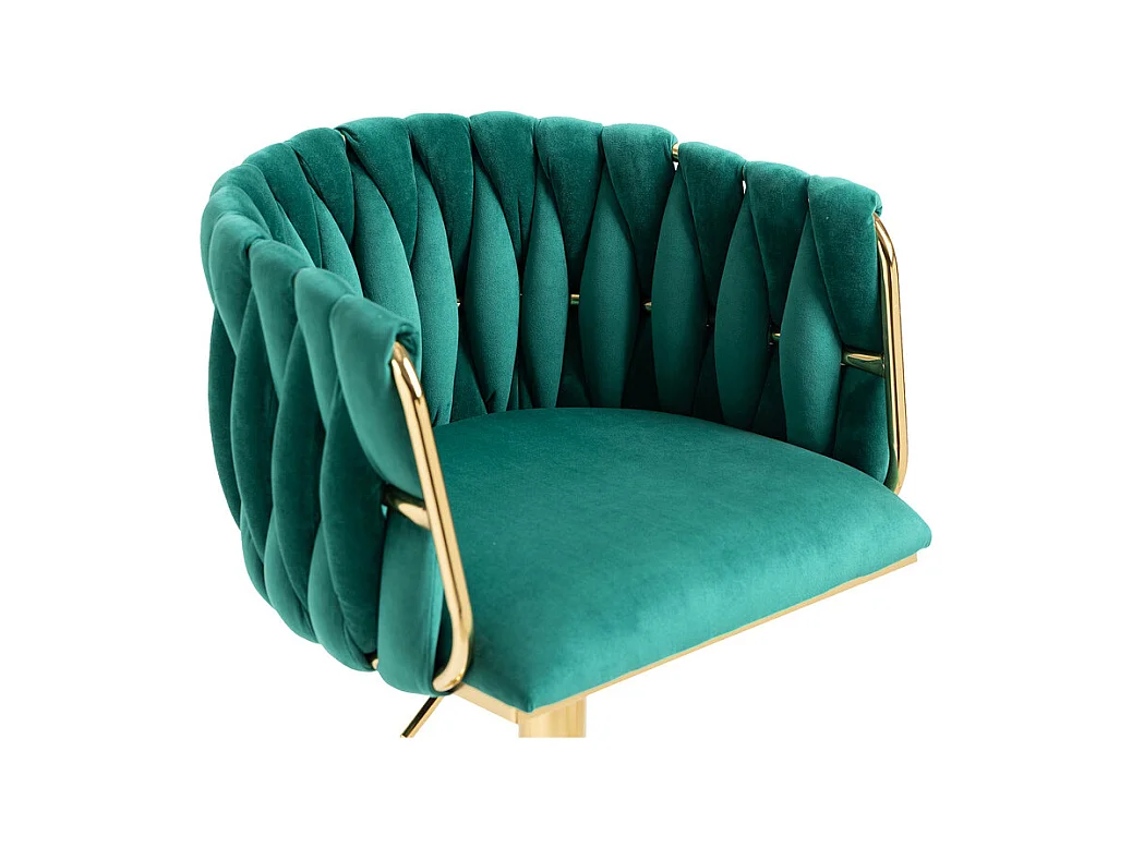 Set van 2 Barstoelen in fluweel - hoogte verstelbaar - 360° draaibaar - met voetensteun - 53x51x87/105cm - Groen