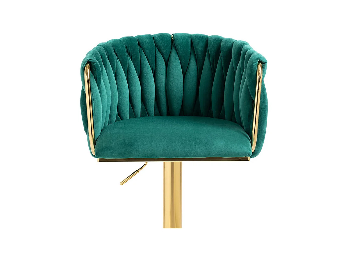 Set van 2 Barstoelen in fluweel - hoogte verstelbaar - 360° draaibaar - met voetensteun - 53x51x87/105cm - Groen