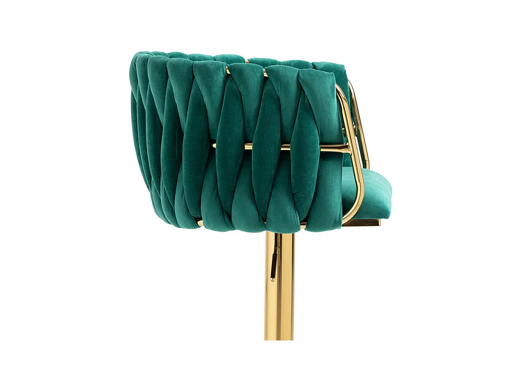 Set van 2 Barstoelen in fluweel - hoogte verstelbaar - 360° draaibaar - met voetensteun - 53x51x87/105cm - Groen