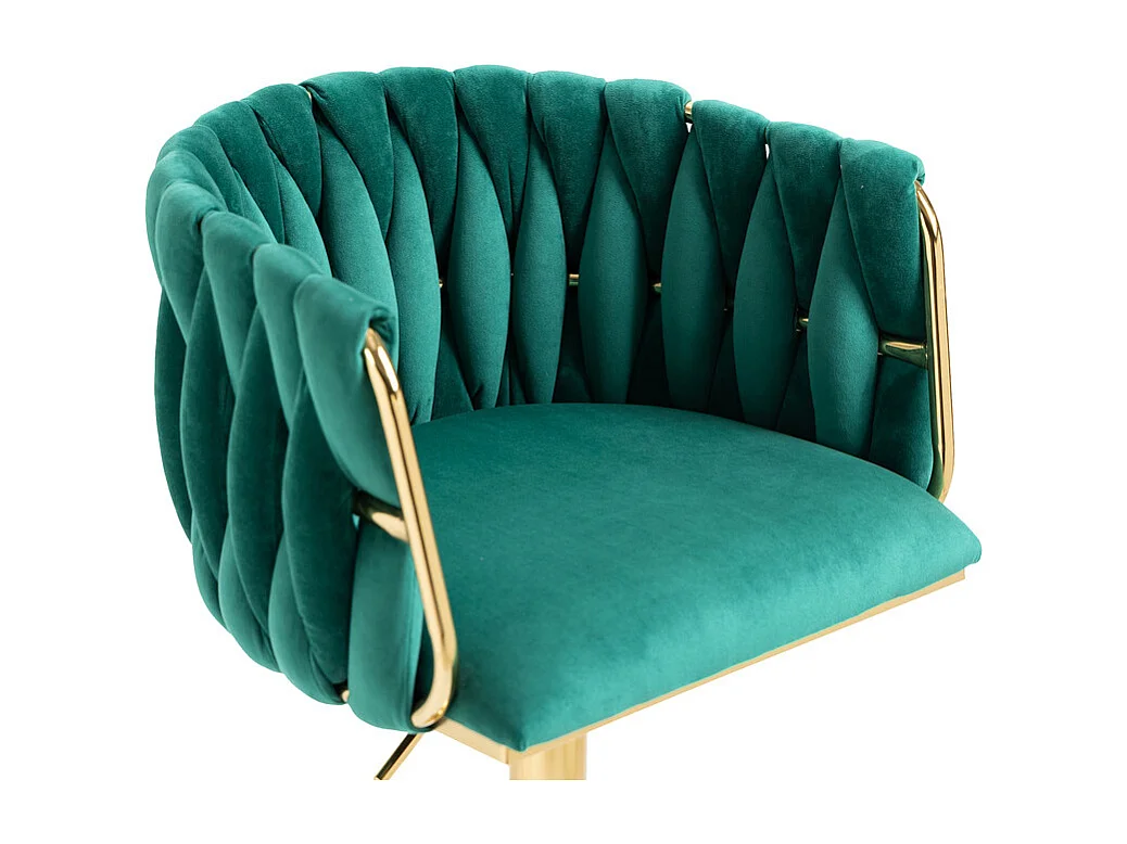 Lot de 2 Chaises de Bar en velours - hauteur réglable - 360° rotatif - avec repose-pieds - 53x51x87/105cm - Vert
