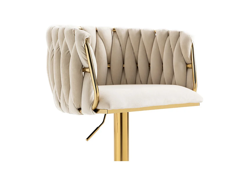 2Pcs Banquetas de bar em veludo - altura ajustável - giratório 360° - com descanso para pés - 53x51x87/105cm - Bege