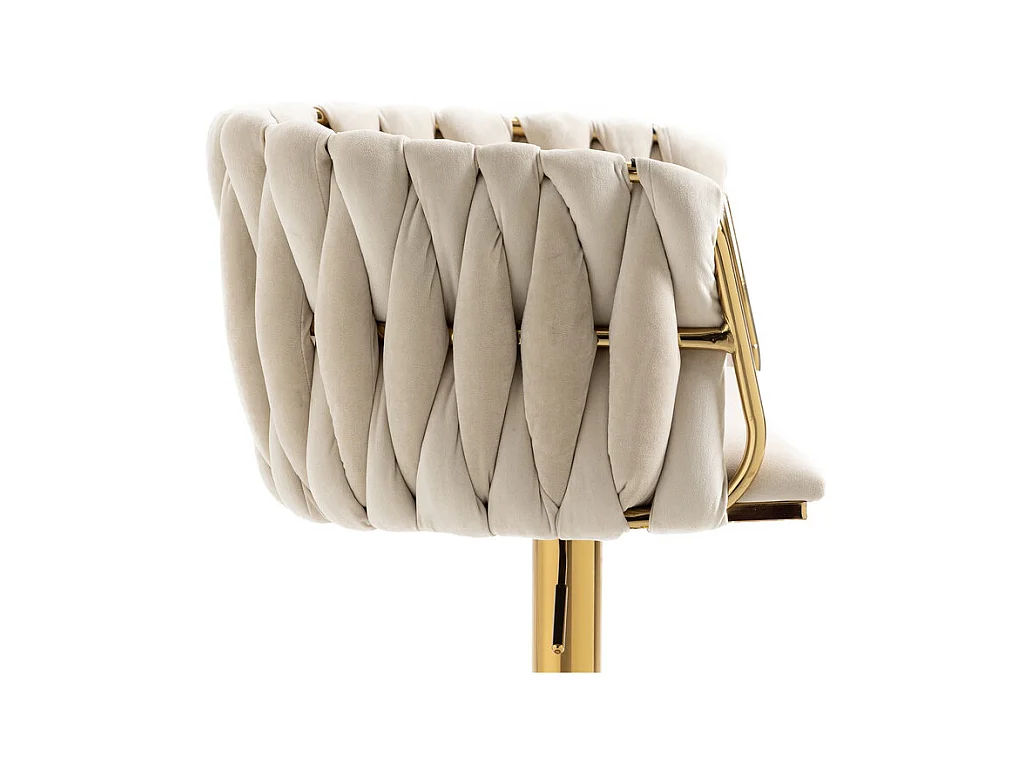 2Pcs Banquetas de bar em veludo - altura ajustável - giratório 360° - com descanso para pés - 53x51x87/105cm - Bege