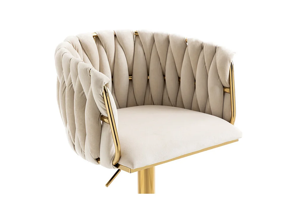 2Pcs Banquetas de bar em veludo - altura ajustável - giratório 360° - com descanso para pés - 53x51x87/105cm - Bege