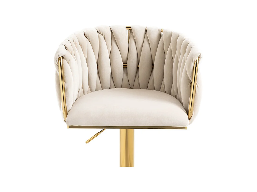 2Pcs Banquetas de bar em veludo - altura ajustável - giratório 360° - com descanso para pés - 53x51x87/105cm - Bege