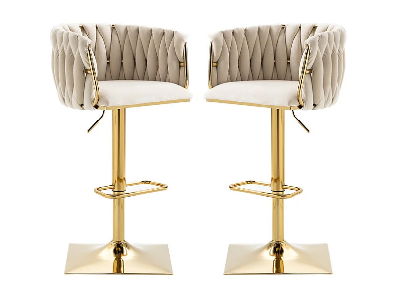 2Pcs tabourets de bar en velours - hauteur réglable - 360° rotatif - avec repose-pieds - 53x51x87/105cm - Berge