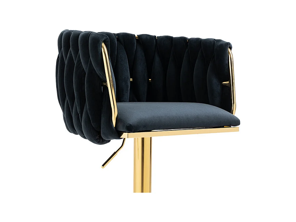 Lot de 2 tabourets de bar en velours - hauteur réglable - 360° rotatif - avec repose-pieds - 53x51x87/105cm - Noir