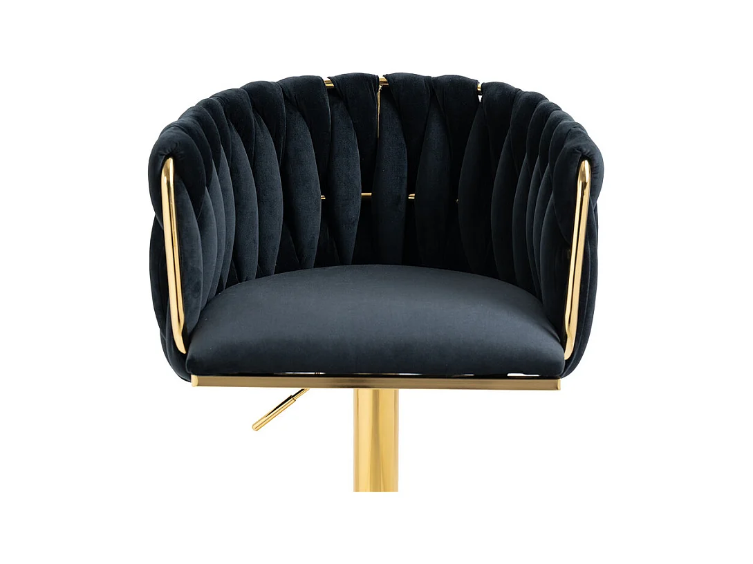 Lot de 2 tabourets de bar en velours - hauteur réglable - 360° rotatif - avec repose-pieds - 53x51x87/105cm - Noir