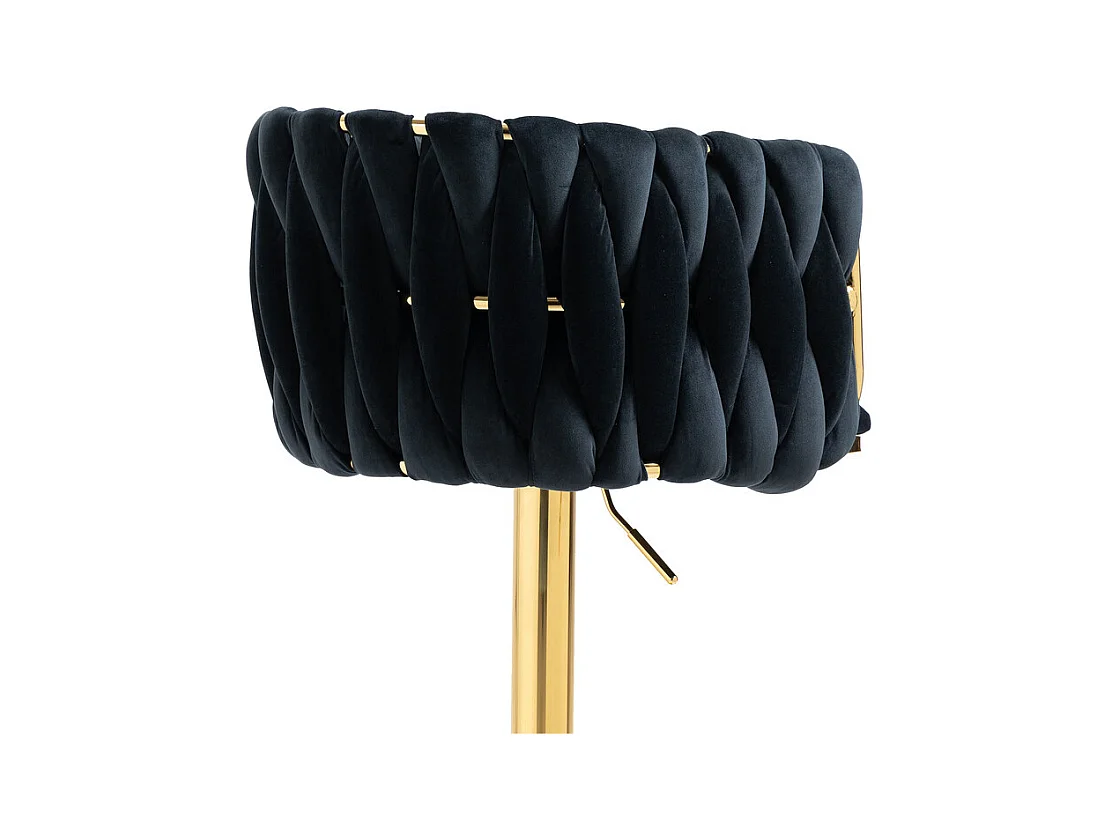 Lot de 2 tabourets de bar en velours - hauteur réglable - 360° rotatif - avec repose-pieds - 53x51x87/105cm - Noir