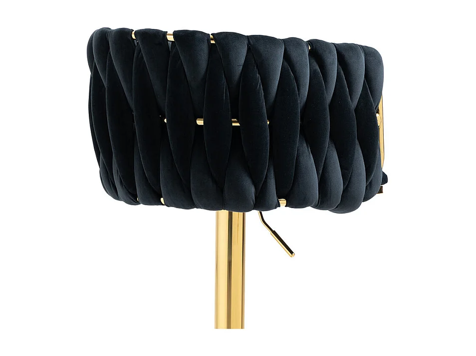 Lot de 2 tabourets de bar en velours - hauteur réglable - 360° rotatif - avec repose-pieds - 53x51x87/105cm - Noir