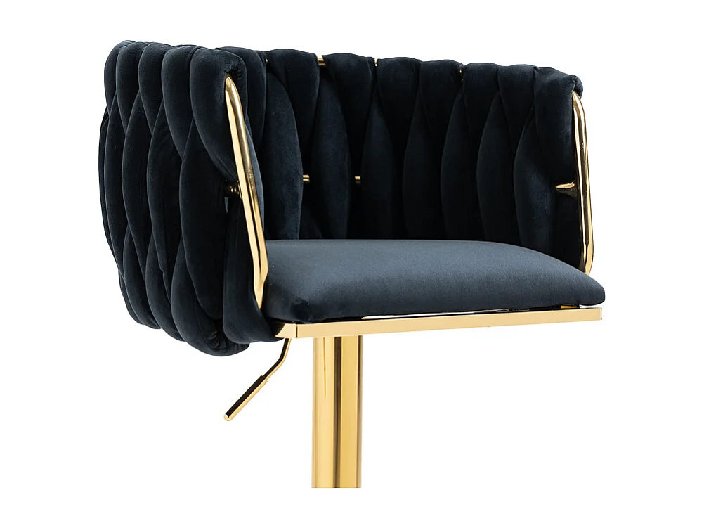 Lot de 2 tabourets de bar en velours - hauteur réglable - 360° rotatif - avec repose-pieds - 53x51x87/105cm - Noir