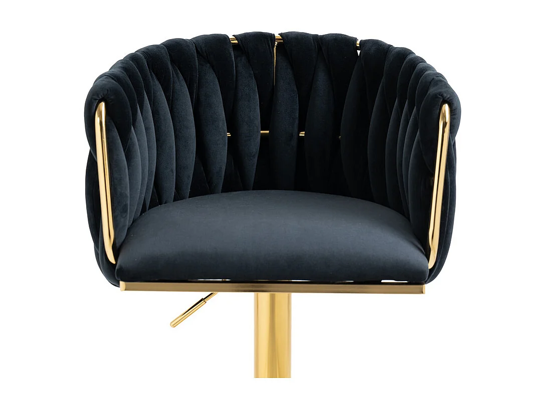 Lot de 2 tabourets de bar en velours - hauteur réglable - 360° rotatif - avec repose-pieds - 53x51x87/105cm - Noir