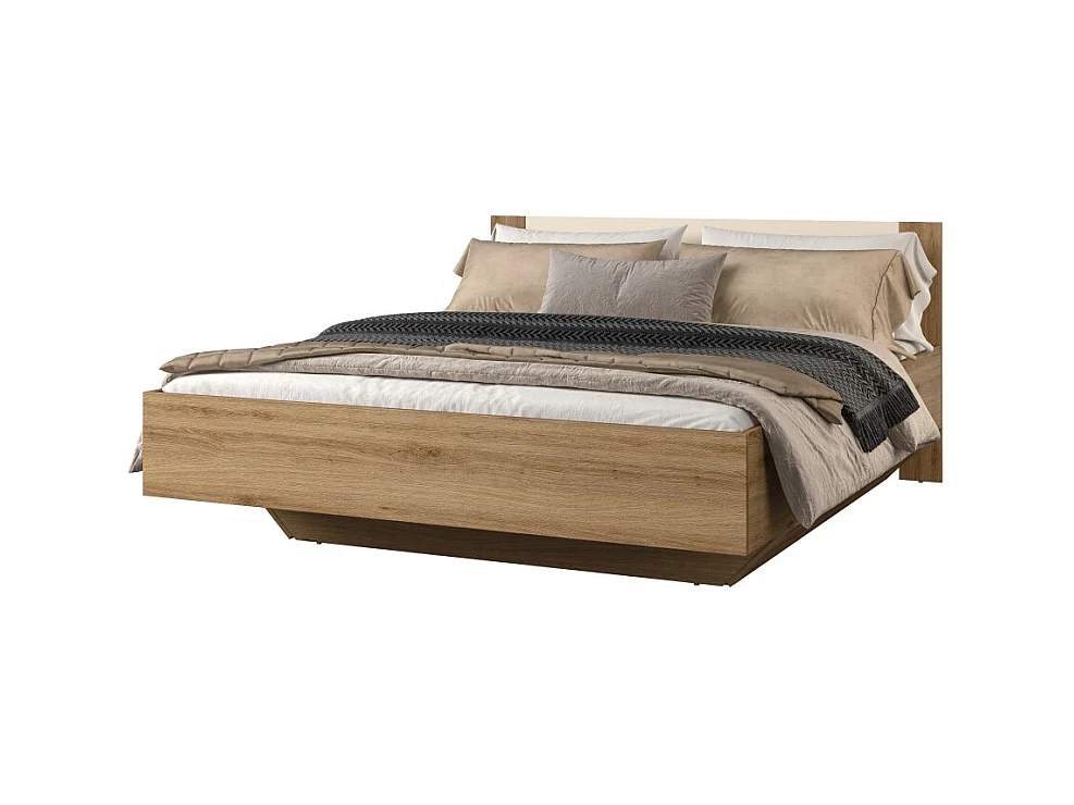 Chambre complète VERTIGO – Lit 160x200 avec sommier, 2 chevets, armoire 3 portes, commode + contour design